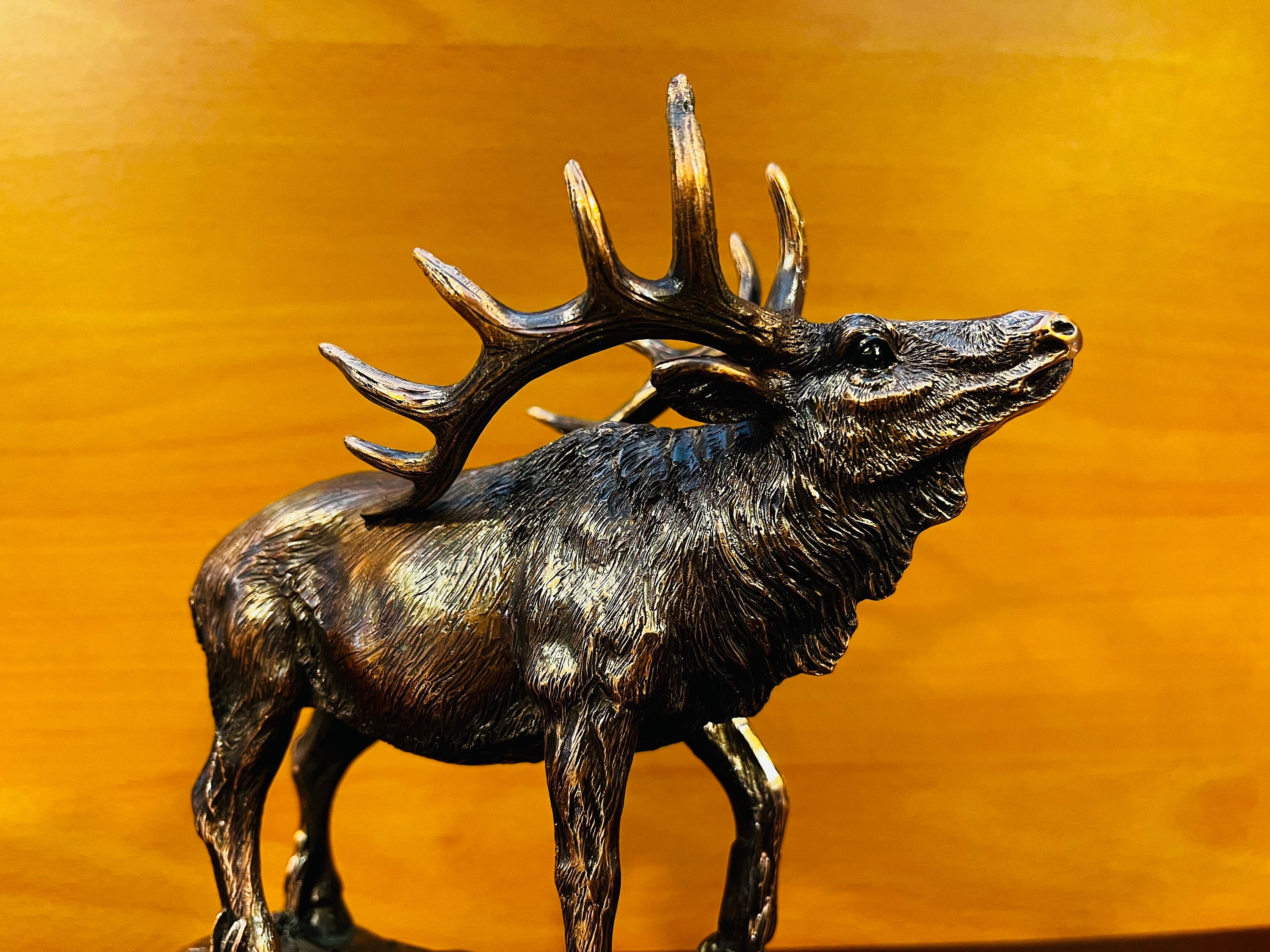 Bronze Elk Sculpture on Base, Blank for Home and Office Decor, Add