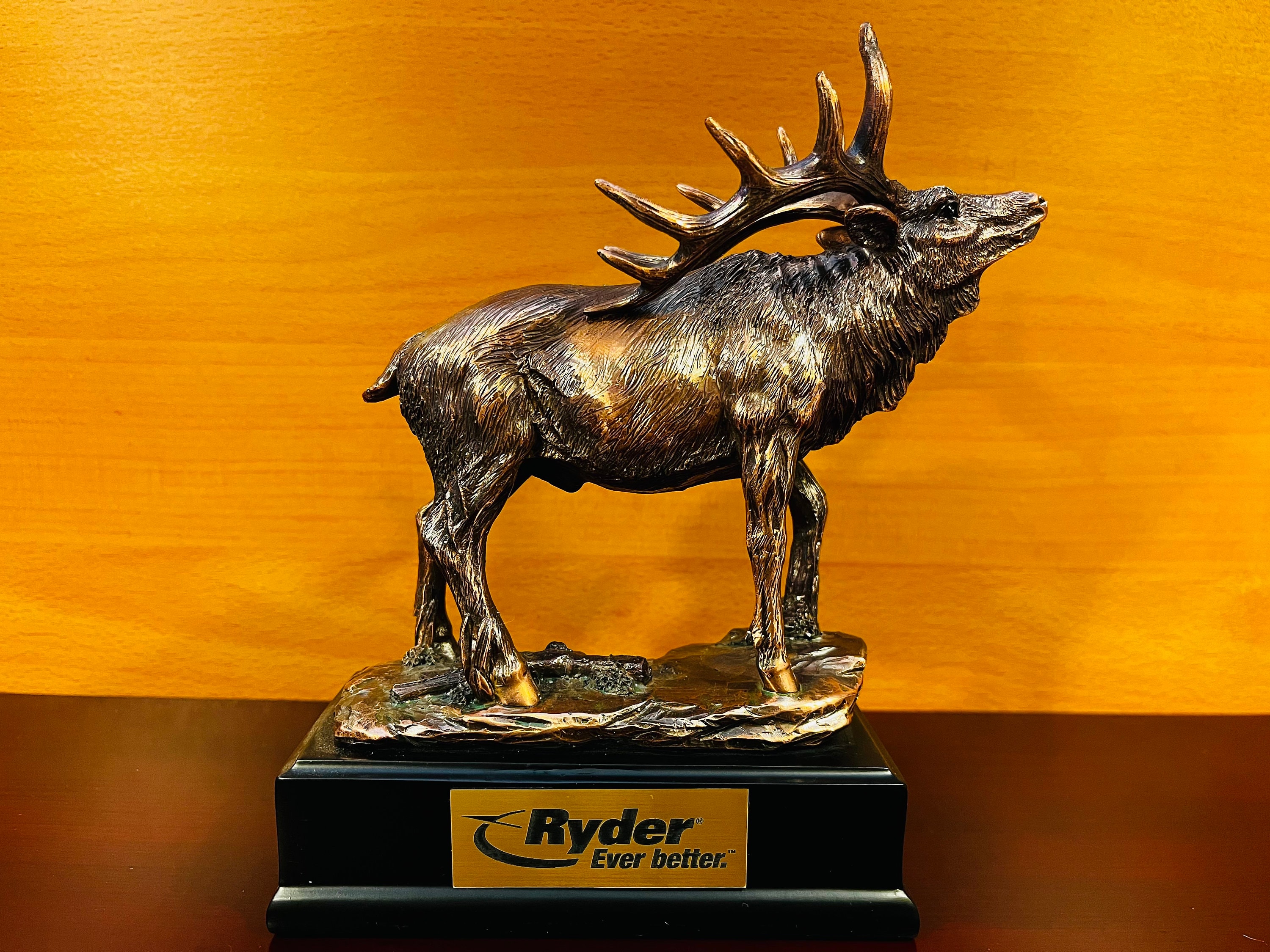 Bronze Elk Sculpture on Base, Blank for Home and Office Decor, Add