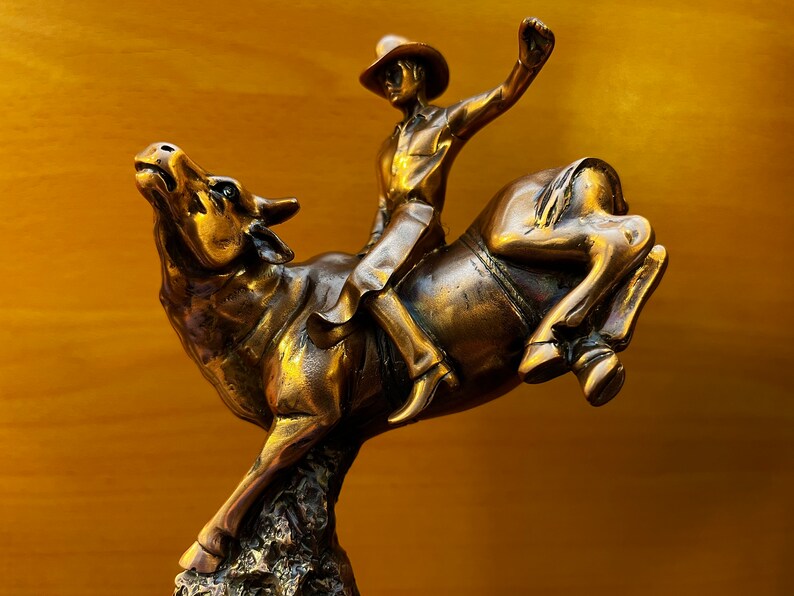 Bronze Small Bull Rider Sculpture on Base, Blank for Home/office Decor ...
