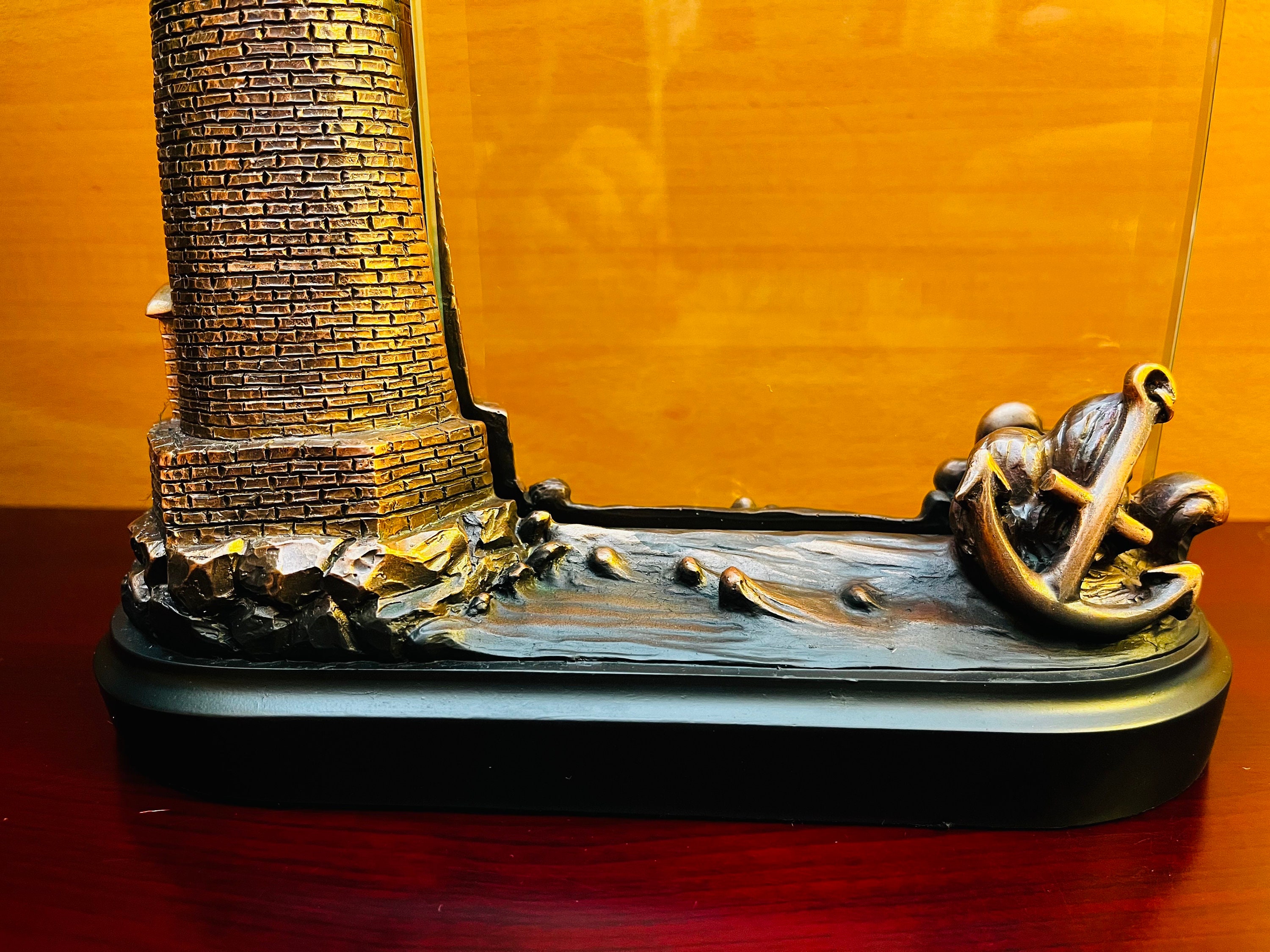 Bronze Lighthouse Sculpture With 5w X 7h Glass, Blank for Home Decor ...