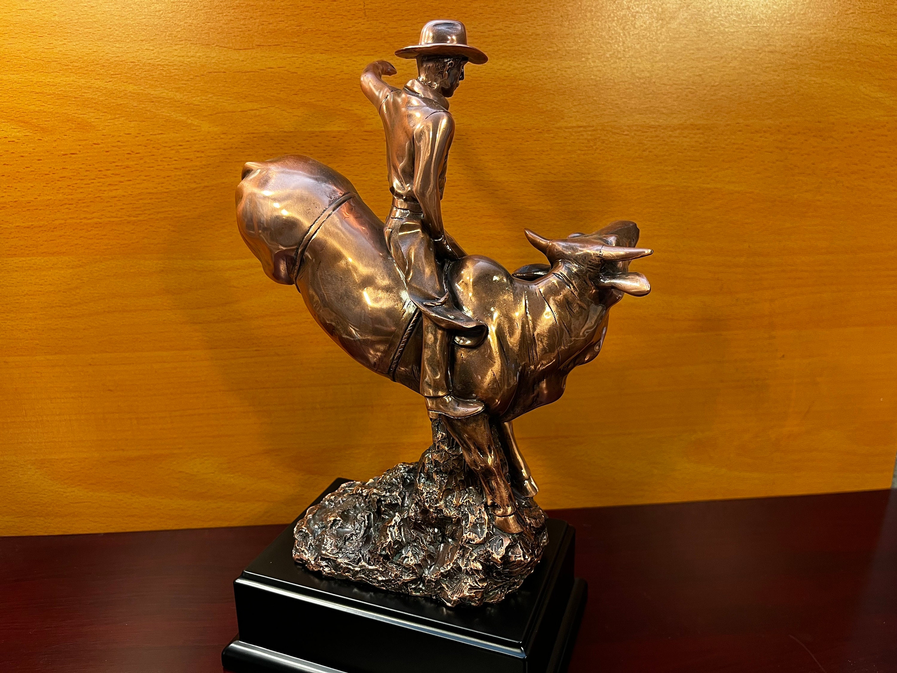 Bull Riding Statue Bronze 11.50