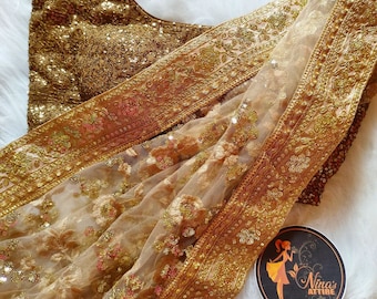 Golden Soft net Sequence Embroidery Saree, Saree For USA Women,Net Saree, Sequence Saree,Stylist Saree, Transparent Saree, Designer Saree