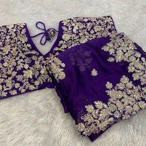 Madhuri Dixit inspired Purple Soft Rangoli Silk Sequence Embroidery Saree, Saree For Women USA ,Soft Silk Saree,Designer Saree, Wedding Gift