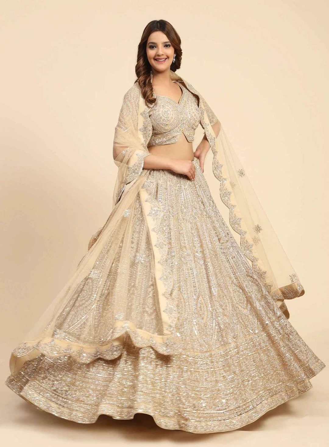 Sabyasachi Inspired Cream Colour Full Handwork and Bridal Lehenga