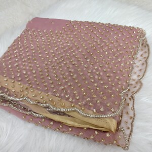 Exclusive Designer Handwork Purple Colour Pure Satin light weight Saree Heavy Blouse|Party wear|Wedding|Bridal|Saree For Women USA