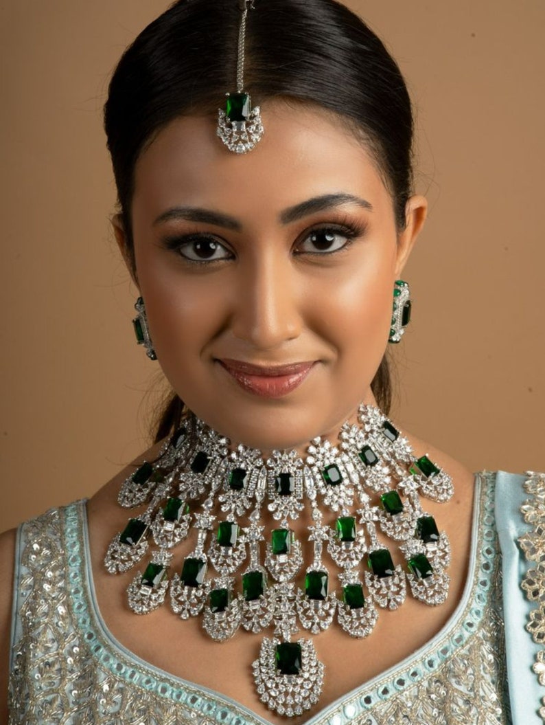 Kiara Advani Necklace Set Indian Bridal Emerald CZ Necklacebollywood