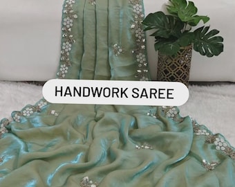 Designer Handwork Saree | Heavy Embroidery Saree | Wedding Saree | Party Wear Saree | Indian Ethnic Saree| Bridal Saree|Saree For Women USA
