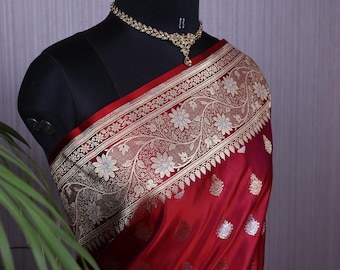 Pure Katan Silk Banarasi saree With Sona Rupa Minakari | Indian Saree| Saree for  Wedding|Party|Festivals|Puja| Banarasi saree
