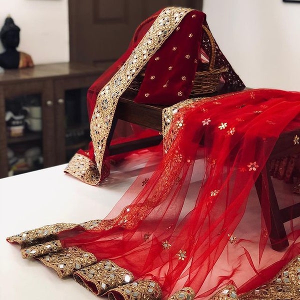 Designer Red net saree with elegant border and velvet blouse piece| Bridal Saree| wedding saree |party wear| Function |Festivals |net saree|