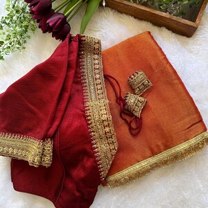 Tissue silk Saree With Stitched Blouse Saree, Saree For USA Women,Net Saree, Sequence Saree,Stylist Saree, Transparent Saree, Designer Saree image 7