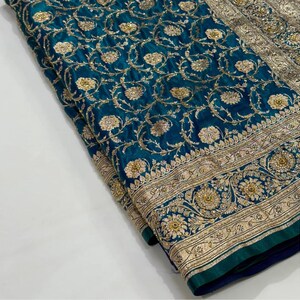 Peacock Blue Dual Tone banarasi saree With stone Handwork ,Authentic Banarasi Saree, katan Banarasi,Sarees For Women USA, Handwoven Saree