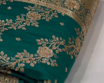Aari Handwork Banarasi Katan Silk Saree | Indian Wedding Sari