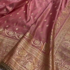 Indian Traditional Exclusive Pure Katan Silk Pastel Blush Pink Banarasi |Saree For Women USA |wedding Anniversary Gift|Wedding Saree