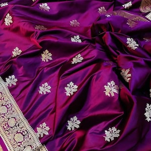 Traditioneller indischer Exklusiver aus reiner Katan Seide Banarasi sari | Indischer Sari| Sari für Hochzeit|Party|Festivals|Puja| Banarasi sari