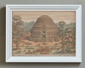 Vintage India Woodblock Print Konark Sun Temple India Poster | Print at home | Wall Art | PRINTABLE Wall Art | Digital Print | Instant Art