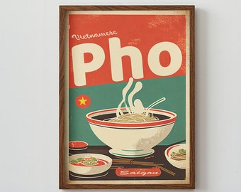 Vintage Stil Vietnamese Pho Poster Digital Artwork | Druck zu Hause | Wandkunst | DRUCKBARE Wandkunst | Digitaldruck | Instant Art