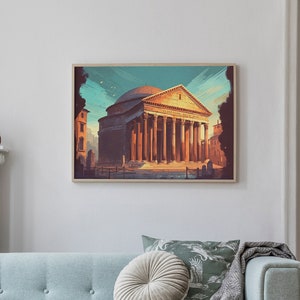 The Pantheon Rome Italy Landmark Print Travel Poster | Print at home | Wall Art | PRINTABLE Wall Art | Digital Print | Instant Art