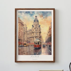 Madrid Spain Gran Via Illustration Travel Poster | Print at home | Wall Art | PRINTABLE Wall Art | Digital Print | Instant Art