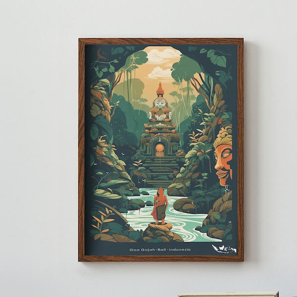 Goa Gajah Travel Poster Bali Indonesia Print | Print at home | Wall Art | PRINTABLE Wall Art | Digital Print | Instant Art