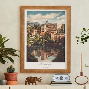 Granada Spain Alhambra Illustration Travel Poster | Print at home | Wall Art | PRINTABLE Wall Art | Digital Print | Instant Art