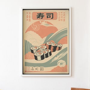 Vintage Style Japanese Sushi Poster Digital Artwork | Print at home | Wall Art | PRINTABLE Wall Art | Digital Print | Instant Art
