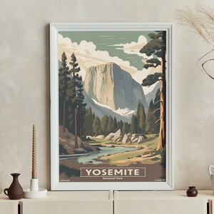 Yosemite National Park Retro US National Parks Travel Poster | Print at home | Wall Art | PRINTABLE Wall Art | Digital Print | Instant Art