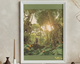Ubud Monkey Forest Travel Poster Bali Indonesia Print | Print at home | Wall Art | PRINTABLE Wall Art | Digital Print | Instant Art