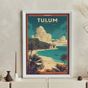 Tulum Mexico Retro Travel Poster Digital Artwork | Print at home | Wall Art | PRINTABLE Wall Art | Digital Print | Instant Art