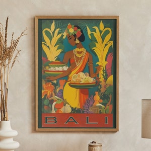 Vintage Art Deco Travel Poster Bali Indonesia Digital Artwork | Print at home | Wall Art | PRINTABLE Wall Art | Digital Print | Instant Art