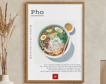 Vietnamese Pho National Dish Poster Digital Artwork | Druck zu Hause | Wandkunst | DRUCKBARE Wandkunst | Digitaldruck | Instant Art