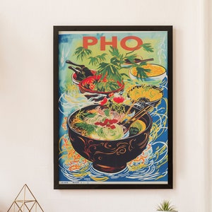 illustration numérique d'affiche de Pho vietnamienne de style vintage | Imprimer à la maison | Art mural | Art mural imprimable | Impression numérique | Art instantané