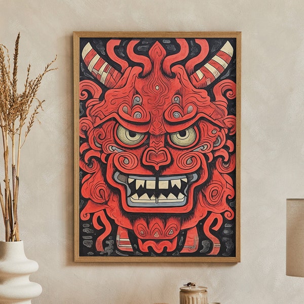 Bali Indonesia Barong Mask Mixed Media Poster Art Print | Print at home | Wall Art | PRINTABLE Wall Art | Digital Print | Instant Art