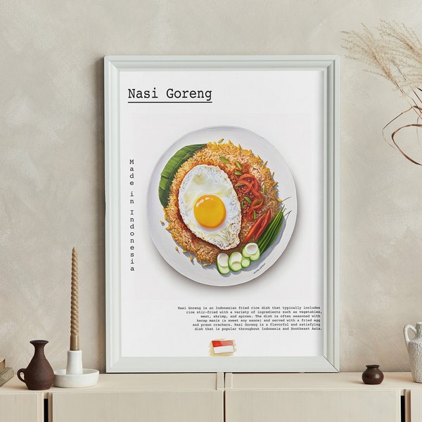 Indonesië Nasi Goreng National Dish Poster Digitaal kunstwerk | Thuis printen | Kunst aan de muur | AFDRUKBARE kunst aan de muur | Digitale druk | Directe kunst