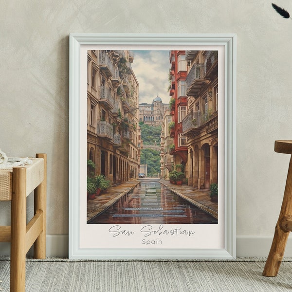 San Sebastian Spain Basque Illustration Travel Poster | Print at home | Wall Art | PRINTABLE Wall Art | Digital Print | Instant Art