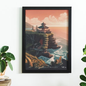 Uluwatu Temple Travel Poster Bali Indonesia Digital Artwork | Print at home | Wall Art | PRINTABLE Wall Art | Digital Print | Instant Art