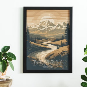 Denali National Park Retro Alaska Outdoors Travel Poster / Stampa a casa / Wall Art / PRINTABLE Wall Art / Stampa digitale / Instant Art
