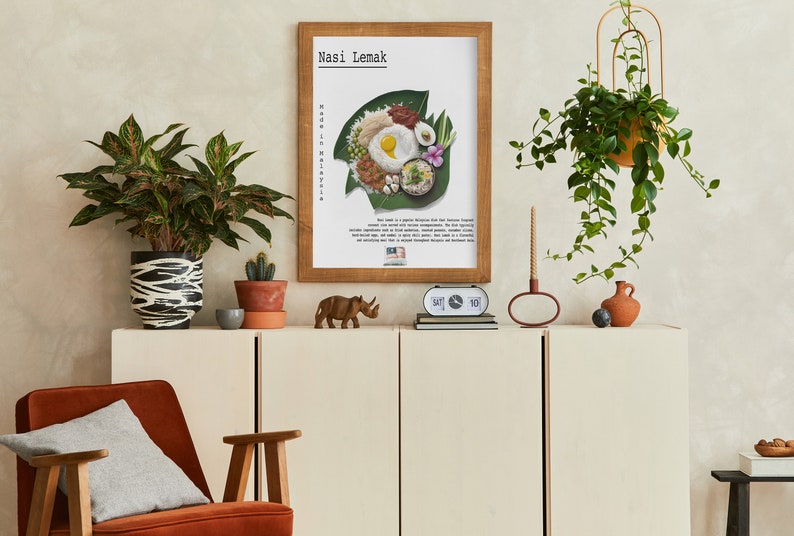 Nasi Lemak Malaysian Food Poster, Malaysia Nasi National Dish Art Print