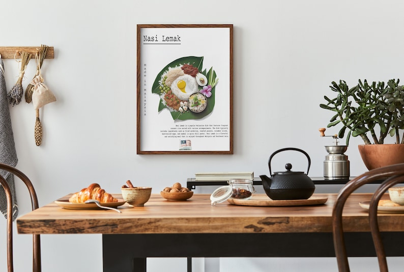 Nasi Lemak Malaysian Food Poster, Malaysia Nasi National Dish Art Print