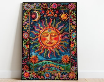Huichol Sun Art: Mexican Abstract Digital Print (Digital Download)
