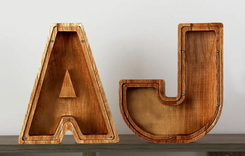 Personalised Wooden Letter Money Box Unique Gift Piggy Bank Keepsake