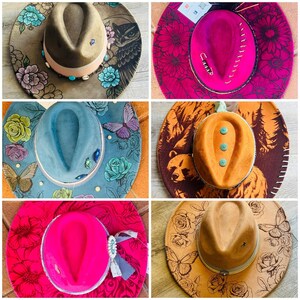 Custom Hat, Personalized Cowboy Hat, Custom Cowboy Hat, Western Fedora, Boho Cowgirl Hat, Hand Burned Hat, Gift for Her