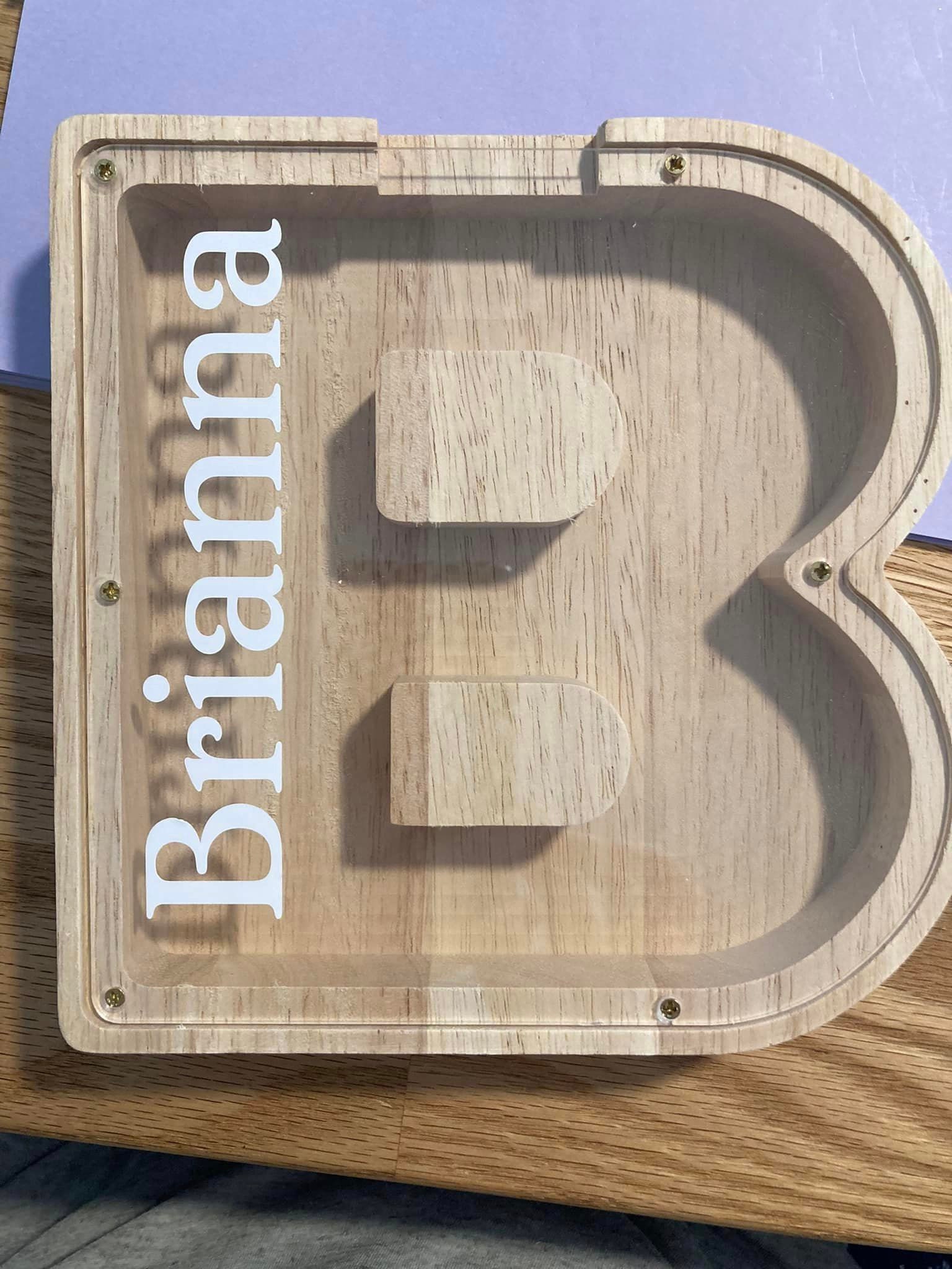 Personalised Wooden Letter Money Box Unique Gift Piggy Bank Keepsake