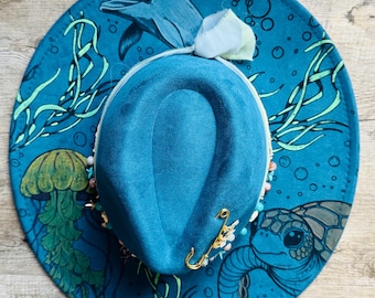 Sombrero vaquero bajo el mar, sombrero vaquero personalizado, fedora western, sombrero de vaquera boho, sombrero quemado a mano, regalo para ella