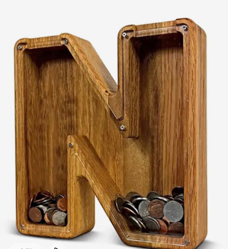 Personalised Wooden Letter Money Box Unique Gift Piggy Bank Keepsake