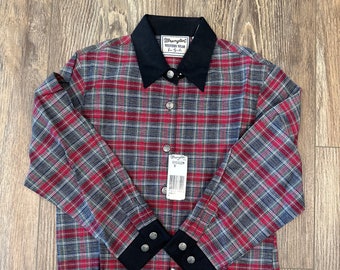 Vintage Wrangler Girl's Plaid Western Shirt - Size 8 NWT