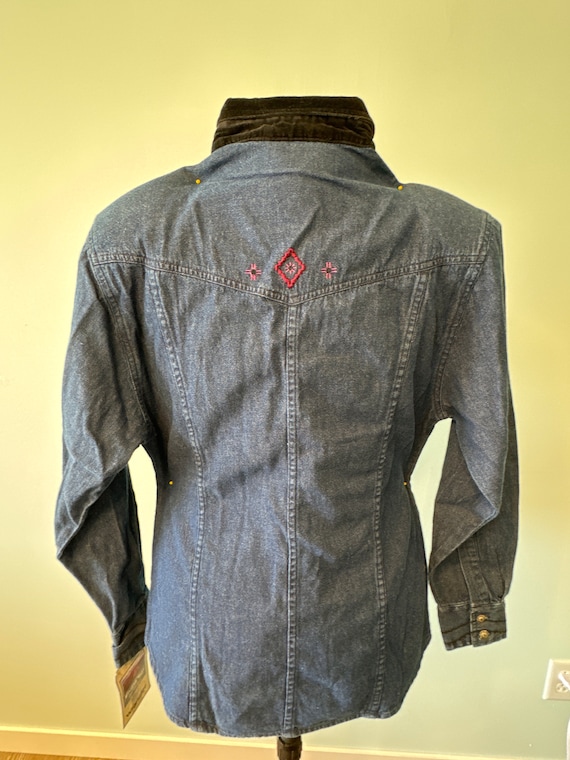Vintage Wrangler Western Wear Denim Dress Shirt N… - image 2