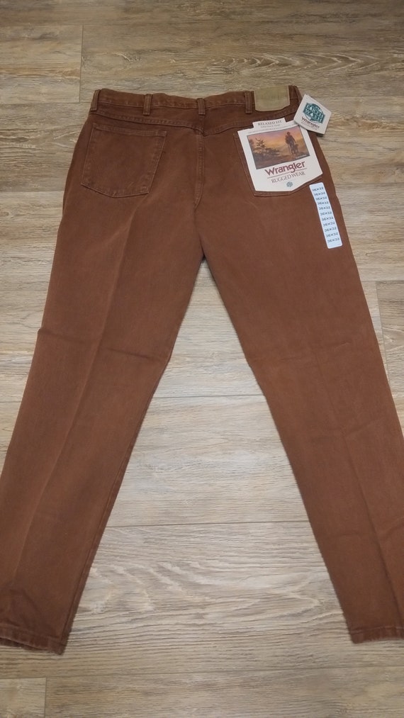 Men's Brown Rugged Wear Jeans Vintage Wrangler NW… - image 3