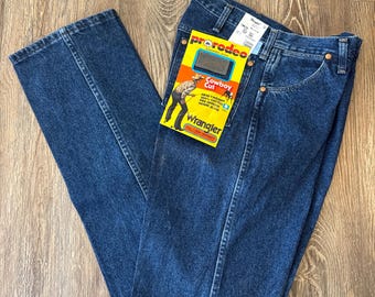 Vaqueros Wrangler vintage de corte vaquero: ProRodeo Blue Denim, 32x36, nuevo en embalaje original