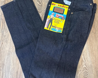 Vintage Wrangler Black Denim Jeans: Cowboy Cut, USA Made, 10x34 NWT