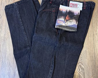 Unique Vintage Wrangler Black Denim with Red Accents Jeans: Silverlake, NWT, Size 9